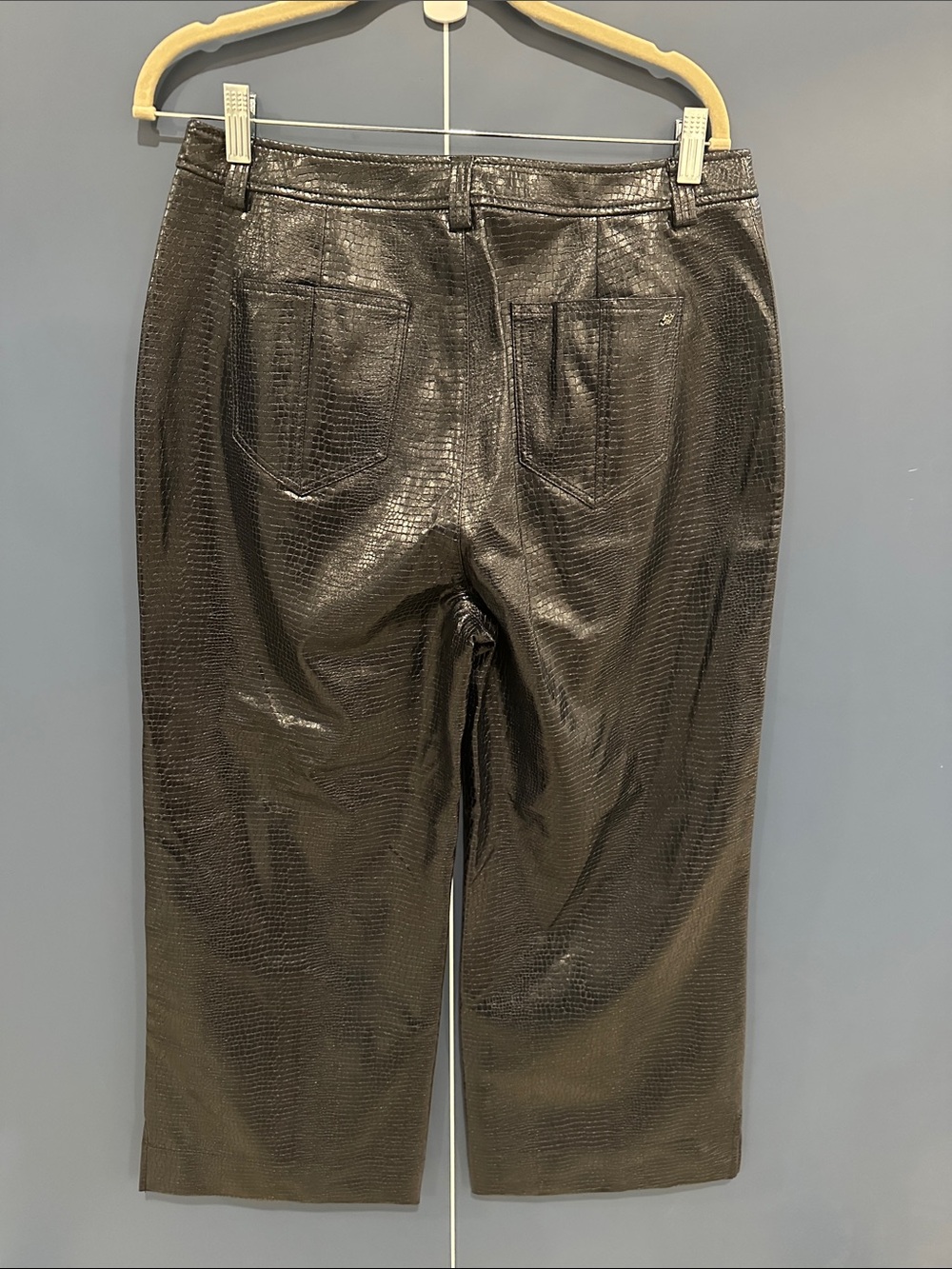 NWT Cinq à Sept Benji Textured Snake Faux Leather Pants — Navy | Size 12 - Picture 3 of 4